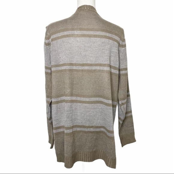 Jason Maxwell NWT Striped Boyfriend Open Cardigan Pockets Brown Stripe Size 1X - Picture 5 of 11